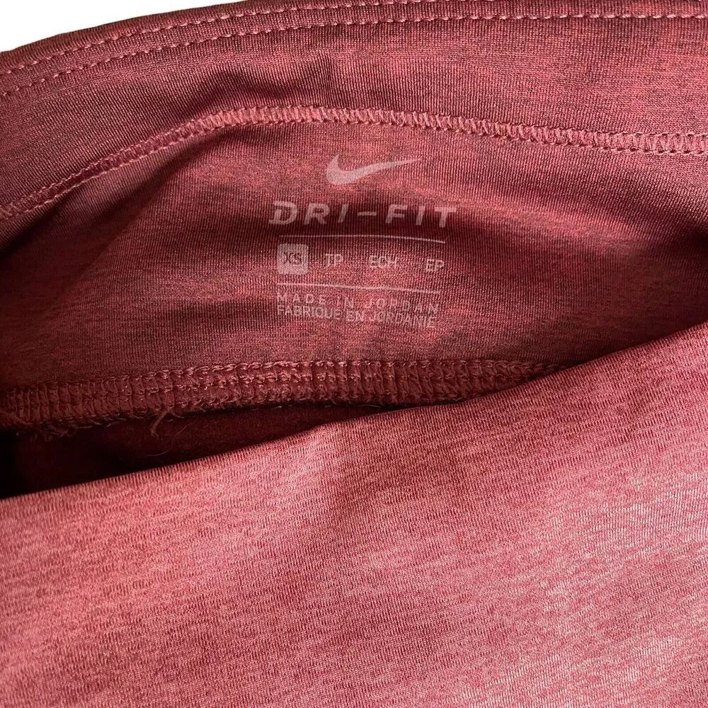 Nike XS Running Leggings Mid Rise Zip Pocket Berry Maroon Dri-Fit Workout